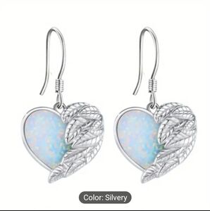 Opal Heart winged earrings